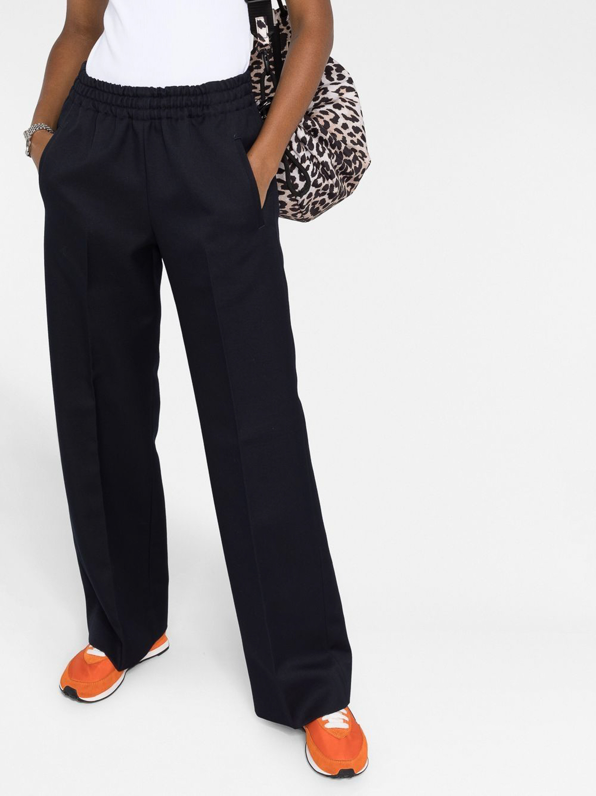 Shop Golden Goose Trousers With Elastic And Pleats In Blue