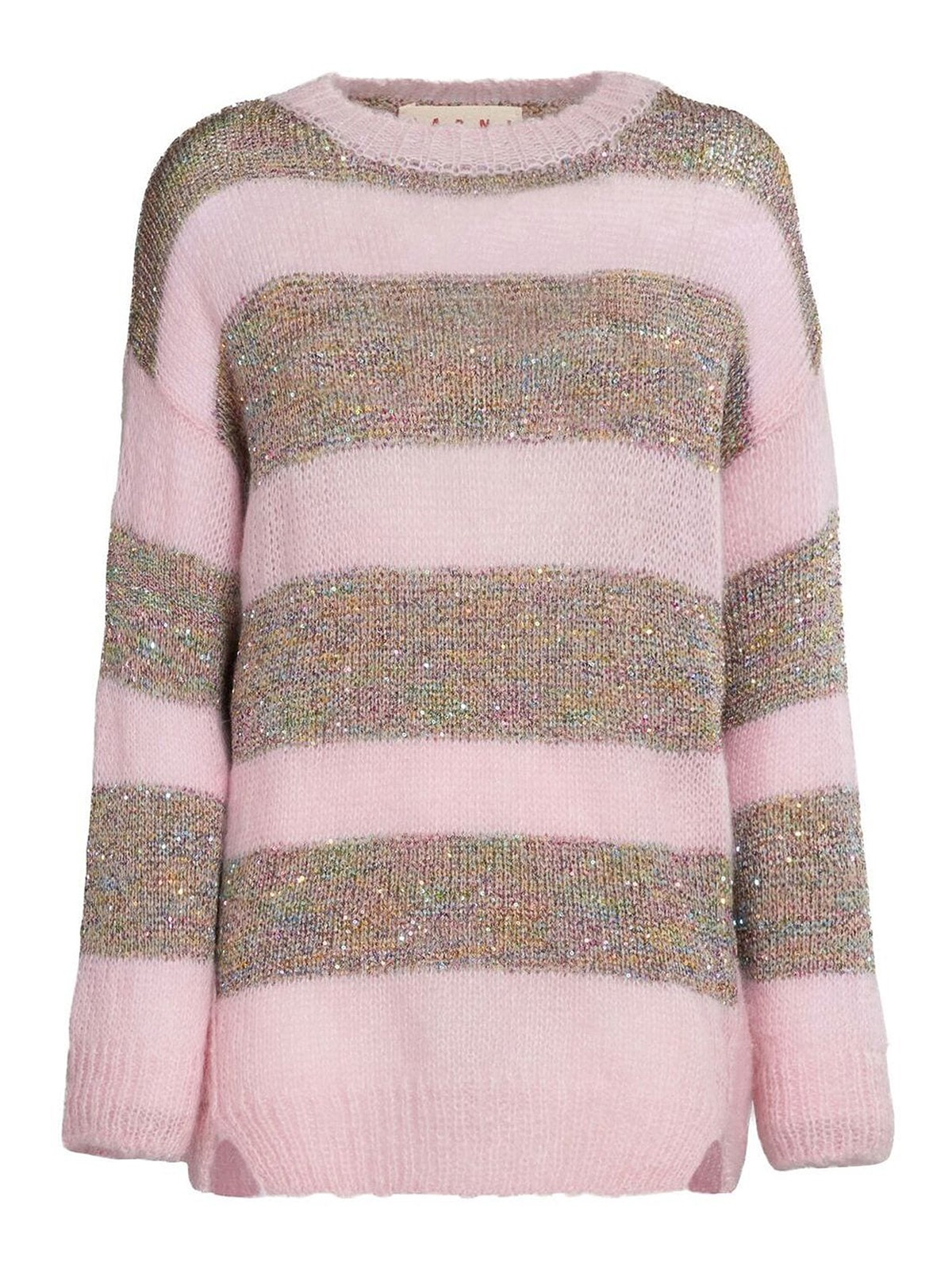 Marni Striped Wool Jumper In Pink