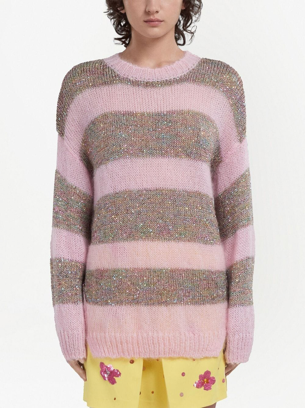 Shop Marni Striped Wool Jumper In Pink