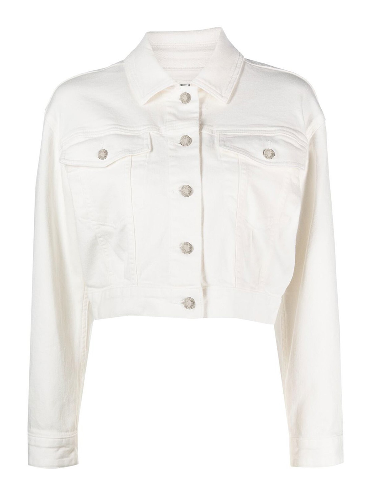 Michael Kors Short Denim Jacket With Front Pockets In White