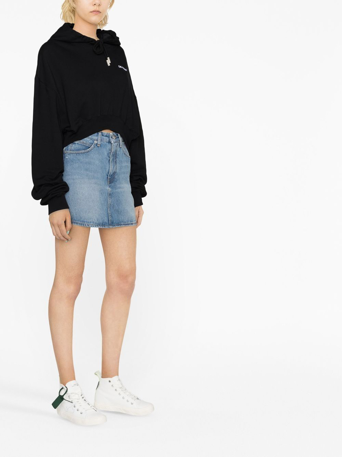 Shop Off-white Corporate Denim Miniskirt In Blue