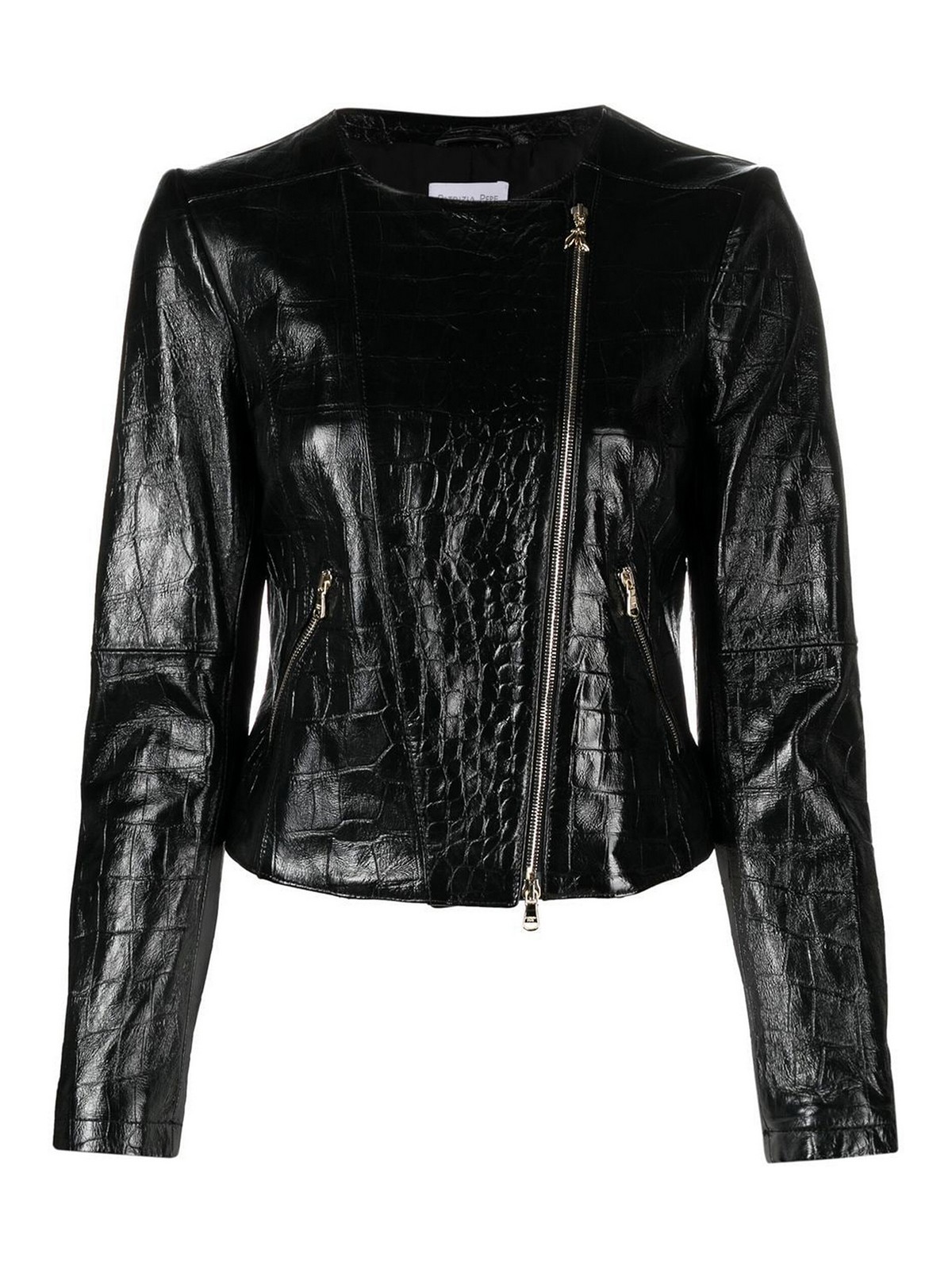 Patrizia Pepe Croc-effect faux leather jacket|8O0361L064K103