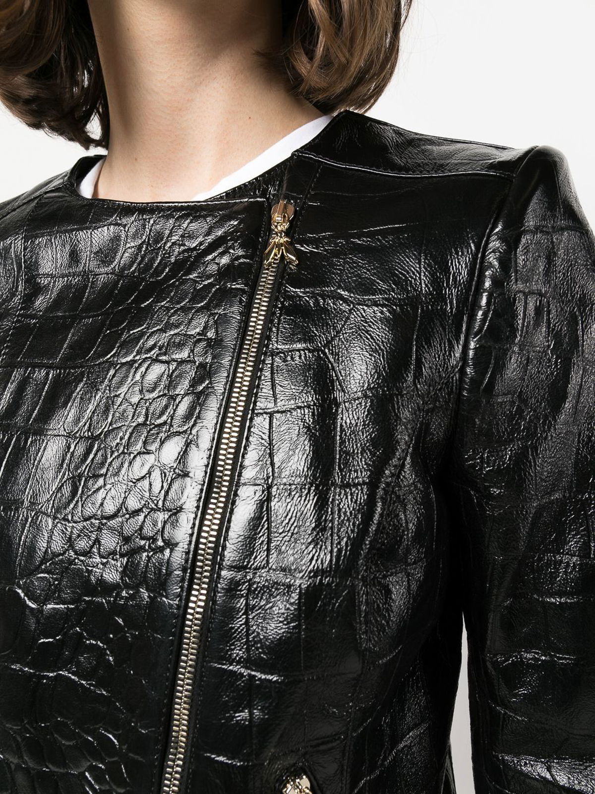 Leather jacket Patrizia Pepe - Croc-effect faux leather jacket