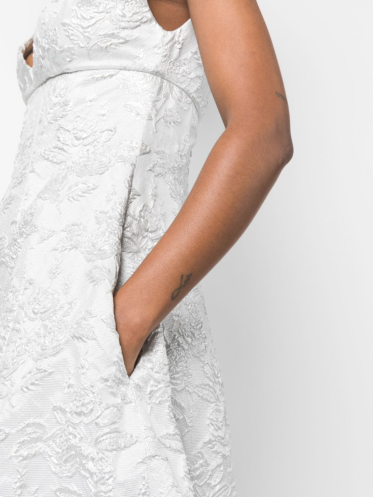 Shop Philosophy Di Lorenzo Serafini Long Dress With Floral Embroidery In White