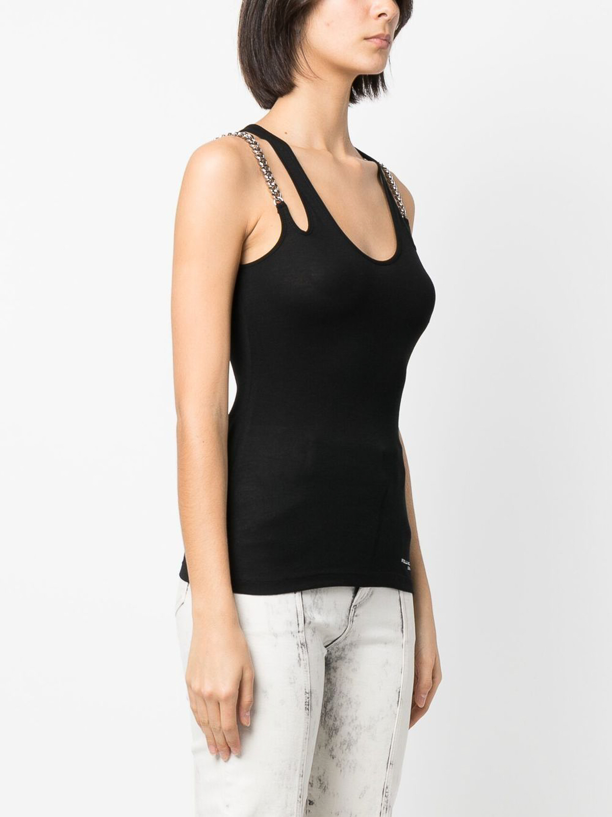 Shop Stella Mccartney Falabella Chain Top With Double Straps In Black