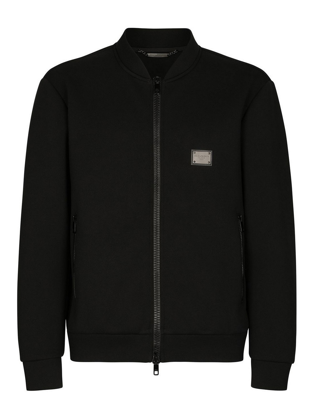 Dolce & Gabbana Sweatshirt With Zip And Logo In Negro