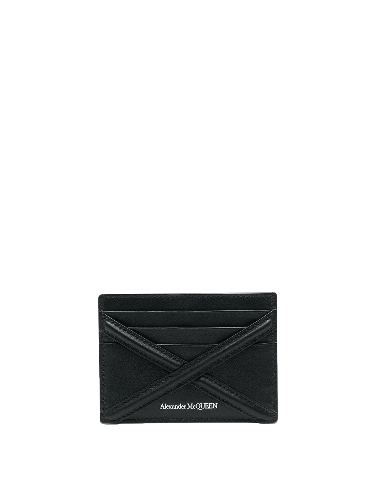 Alexander Mcqueen Harness Leather Card Holder In Black