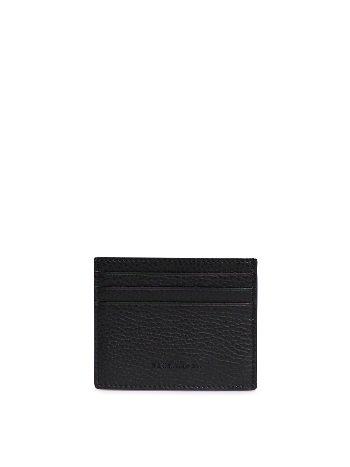 Kiton Grained Leather Card Holder With Logo In Black