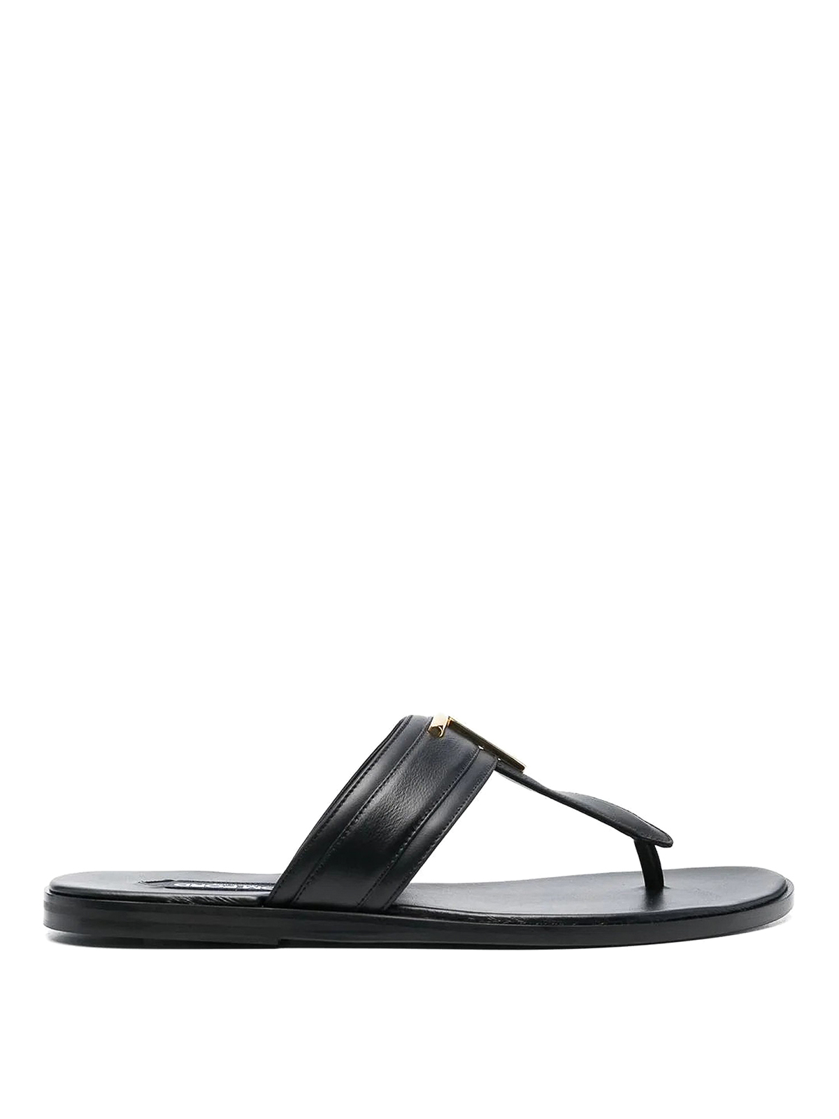 Shop Tom Ford Leather Thong Sandals With Hardware In Negro
