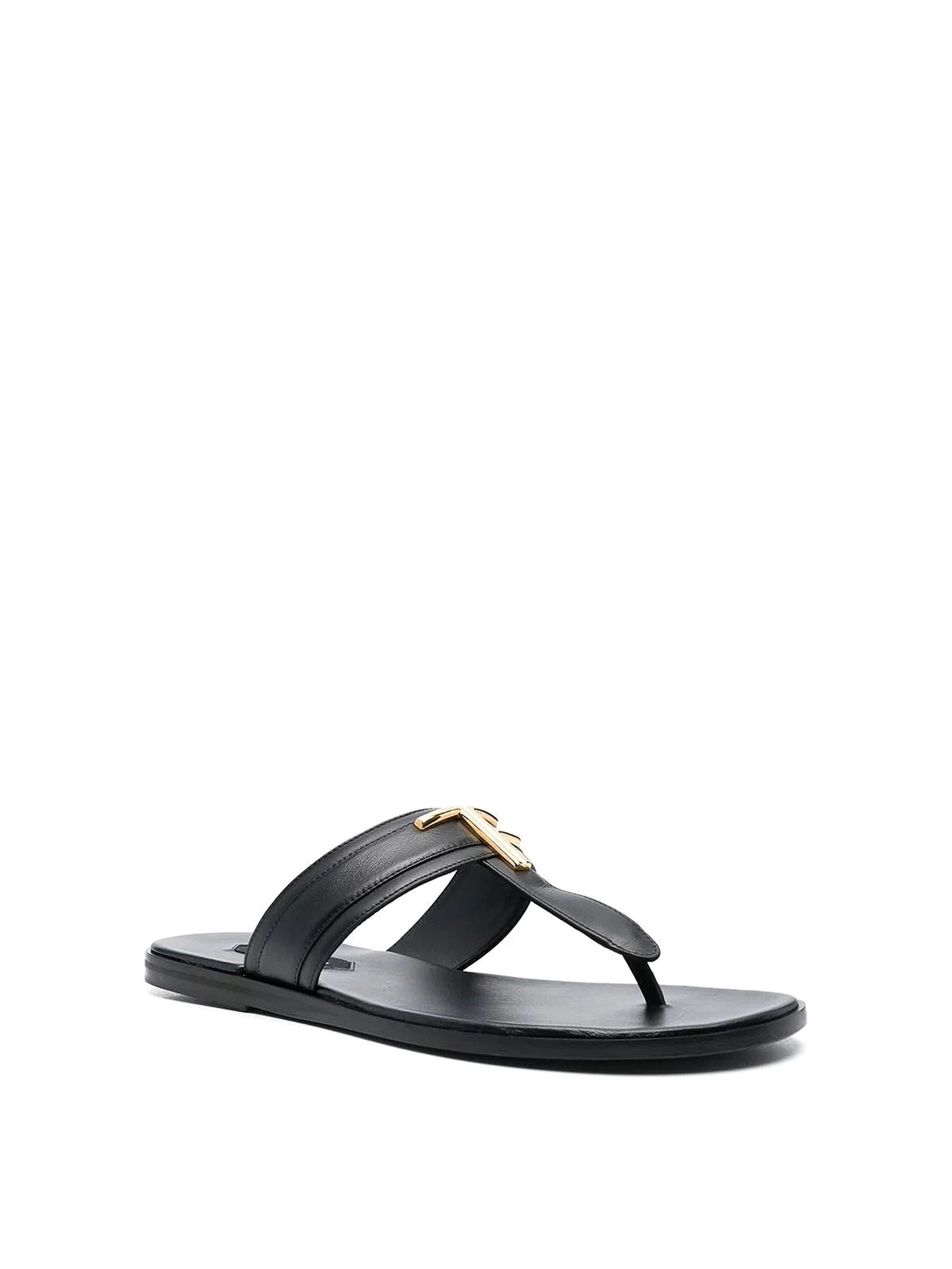 Shop Tom Ford Leather Thong Sandals With Hardware In Negro