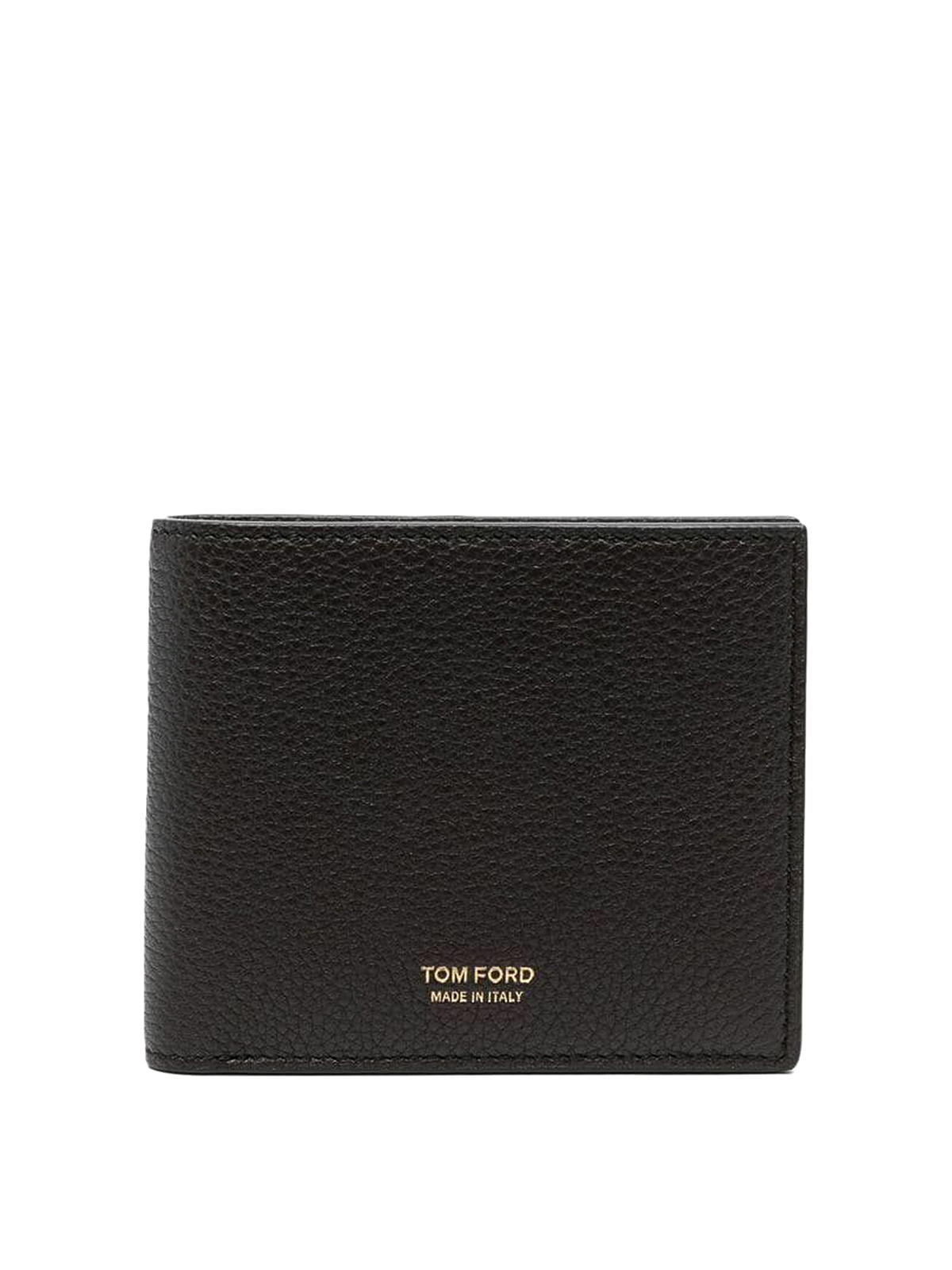 Tom Ford Logo And Grained Leather Wallet In Negro