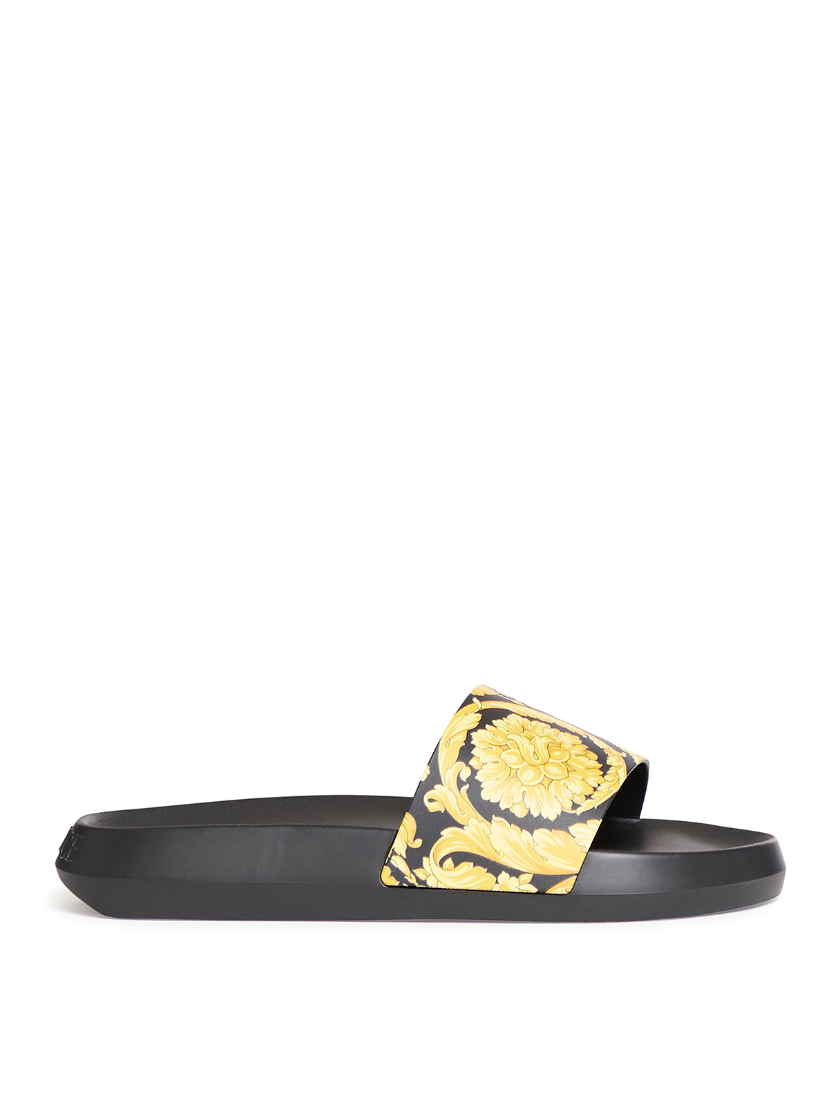 Versace Slippers With Logoed Band In Negro