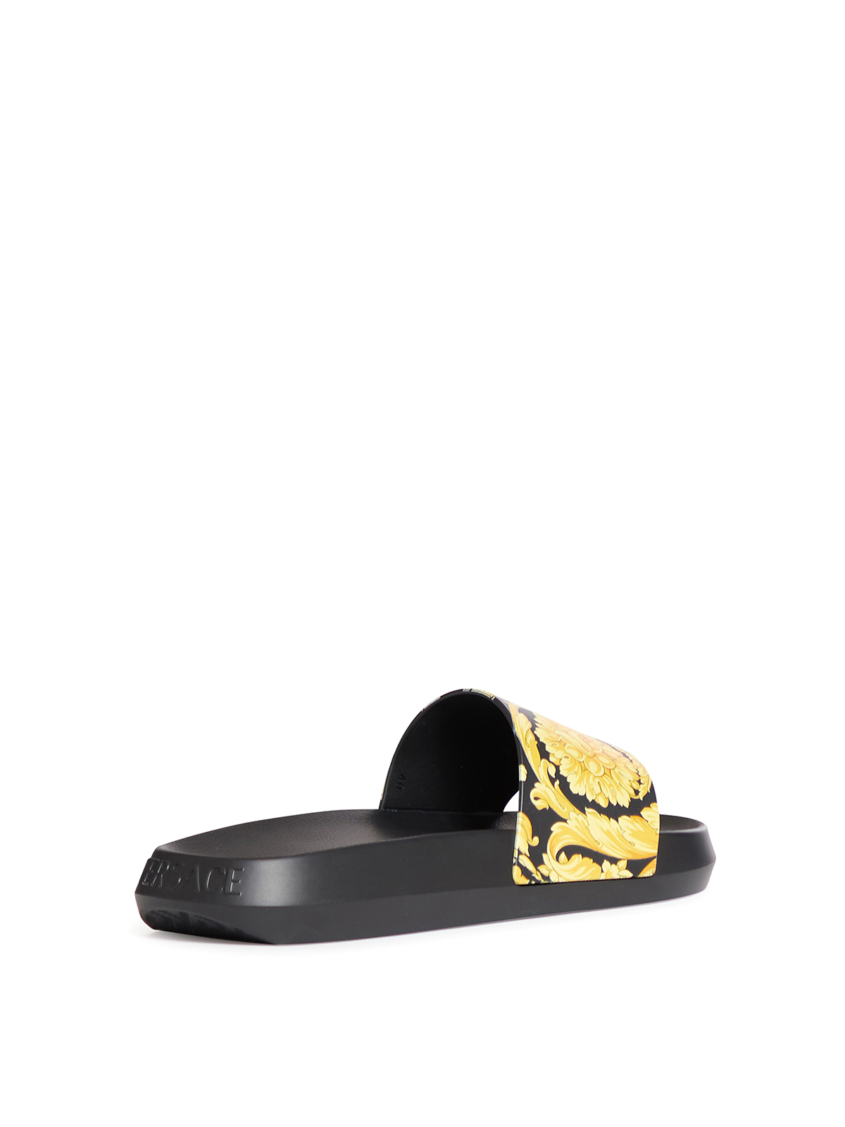 Shop Versace Slippers With Logoed Band In Negro