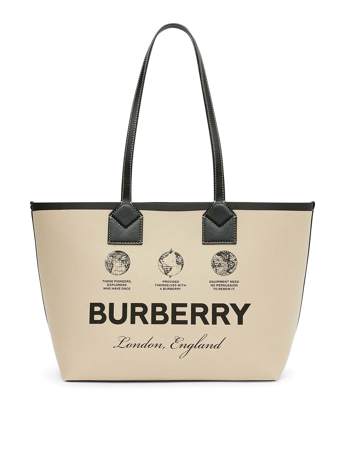 Burberry Leather Bag With Logo And Tartan Interior In Beis