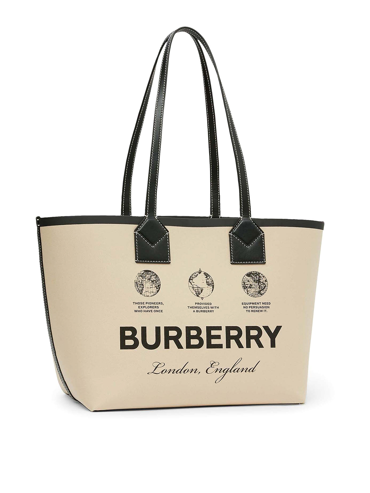 Totes bags Burberry - Leather bag with logo and tartan interior - 8063120