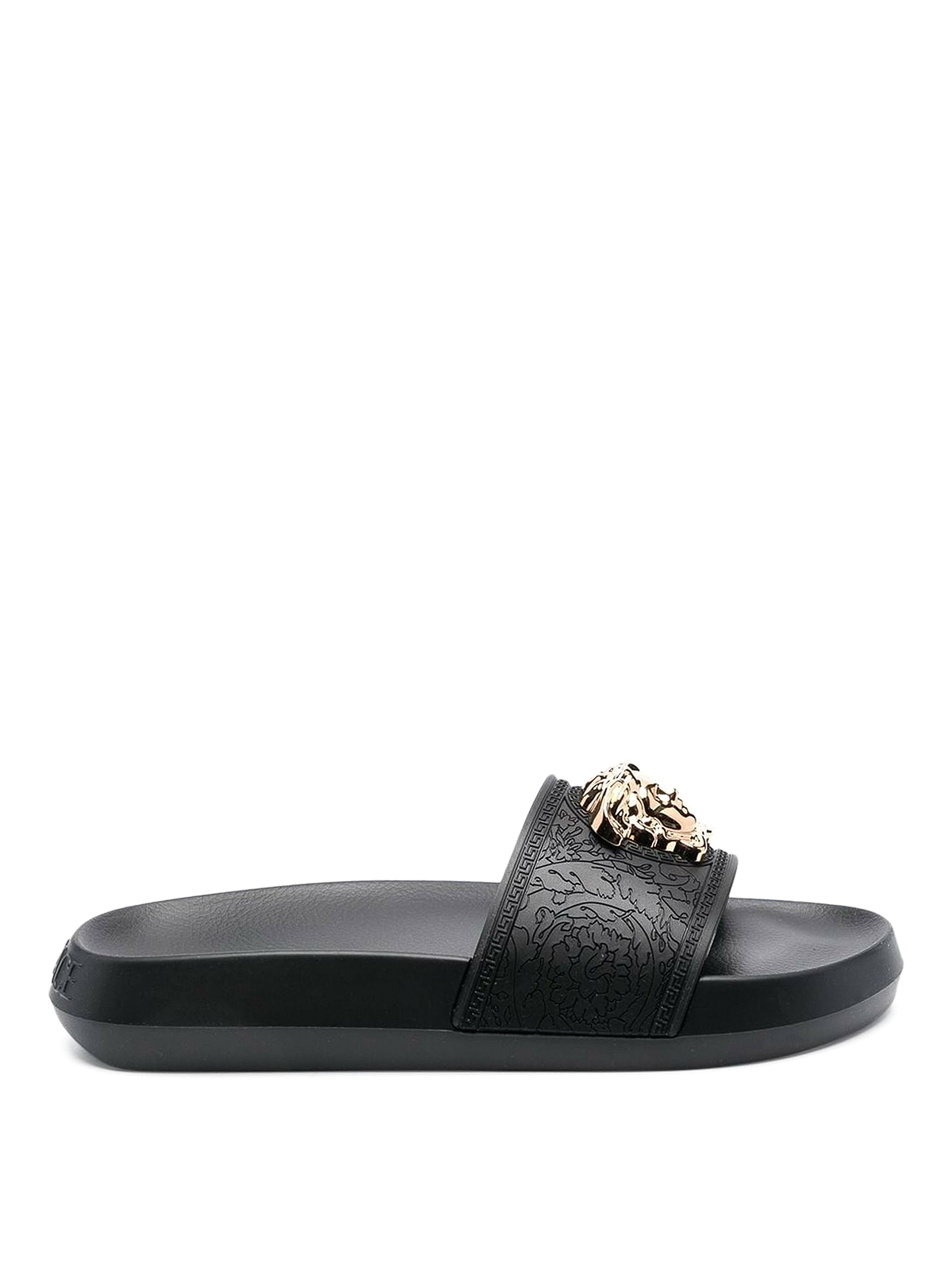 Versace La Medusa Rubber Sandals In Negro
