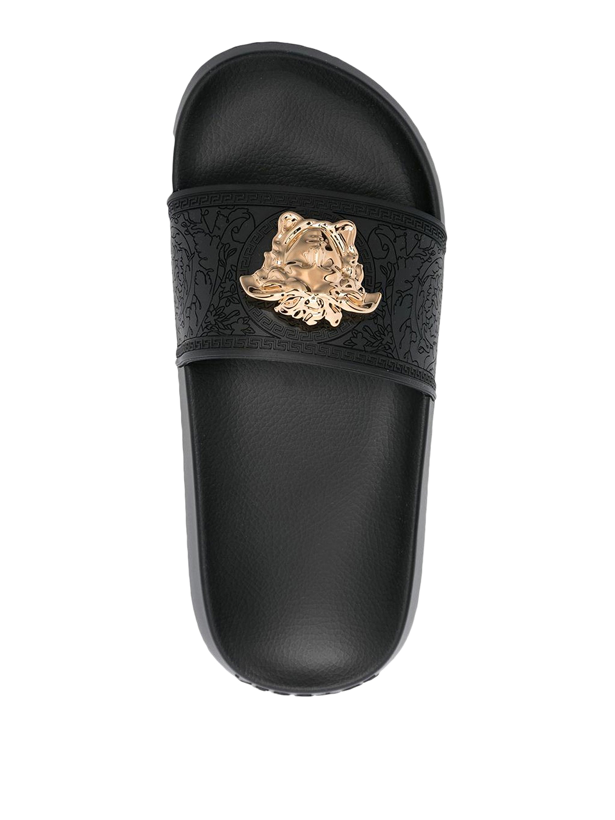 Shop Versace Medusa Rubber Slippers With Strap In Negro