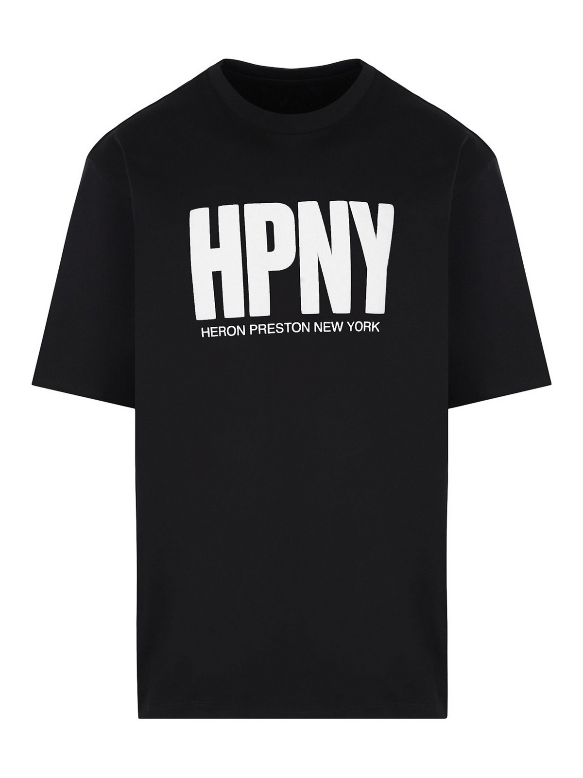 Heron Preston Cotton T-shirt With Front Print And Logo In Black