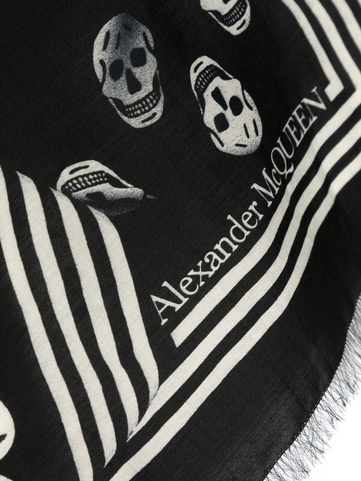 Shop Alexander Mcqueen Distorted Skull-patterned Scarf In Black