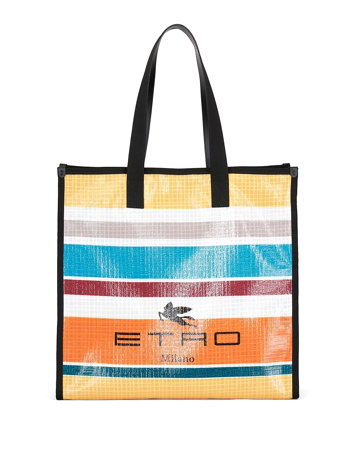 Shop Etro Stripe-print  Bag With Leather Handles In Red
