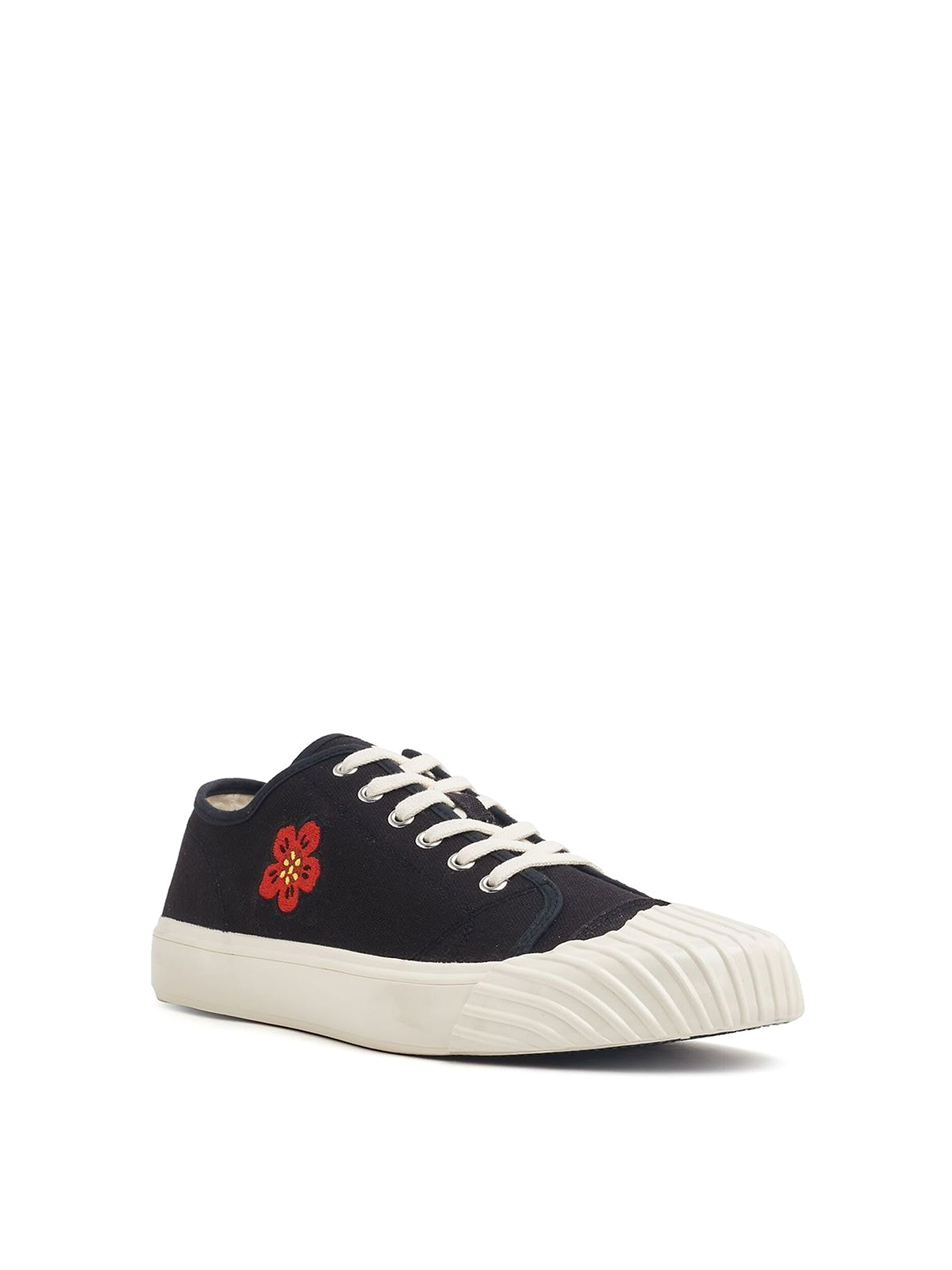Shop Kenzo Embroidered-motif Canvas Sneakers In Black
