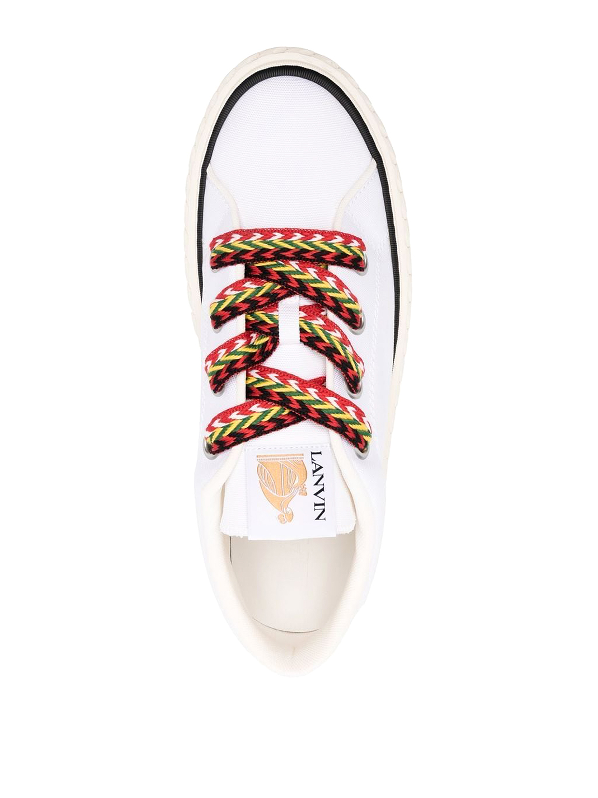 Shop Lanvin Canvas Sneakers With Multicolour Laces In White