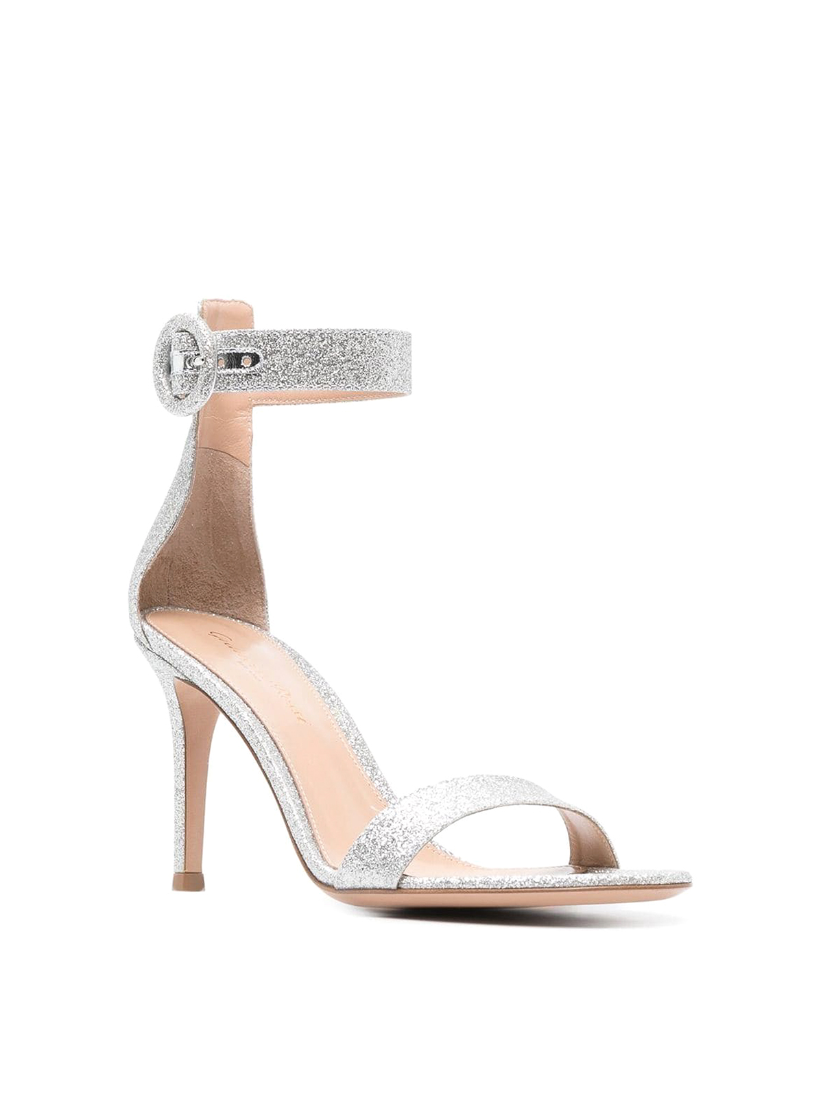 Shop Gianvito Rossi High Heeled Glitter-detail Sandals In Silver