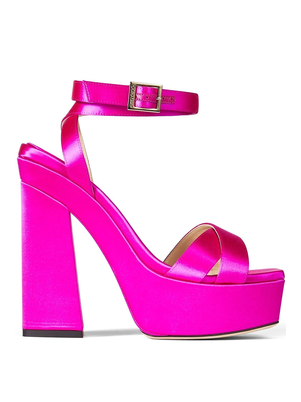 Jimmy Choo Gaia Platform Sandals With Crossover Strap In Fucsia
