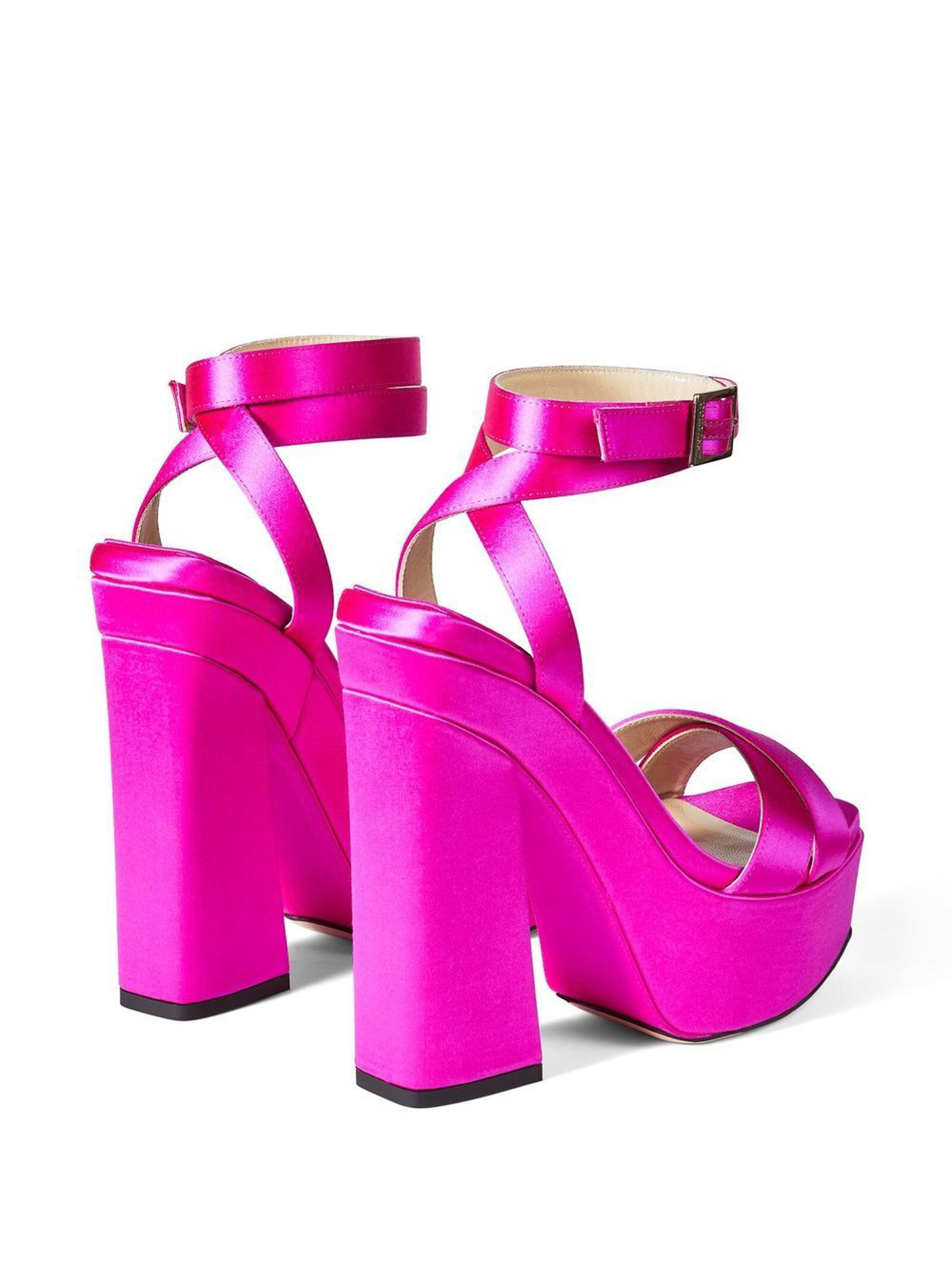 Shop Jimmy Choo Gaia Platform Sandals With Crossover Strap In Fucsia
