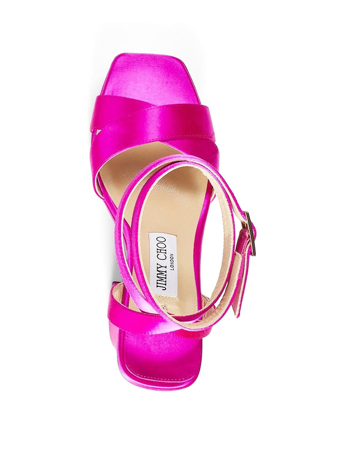 Shop Jimmy Choo Gaia Platform Sandals With Crossover Strap In Fucsia