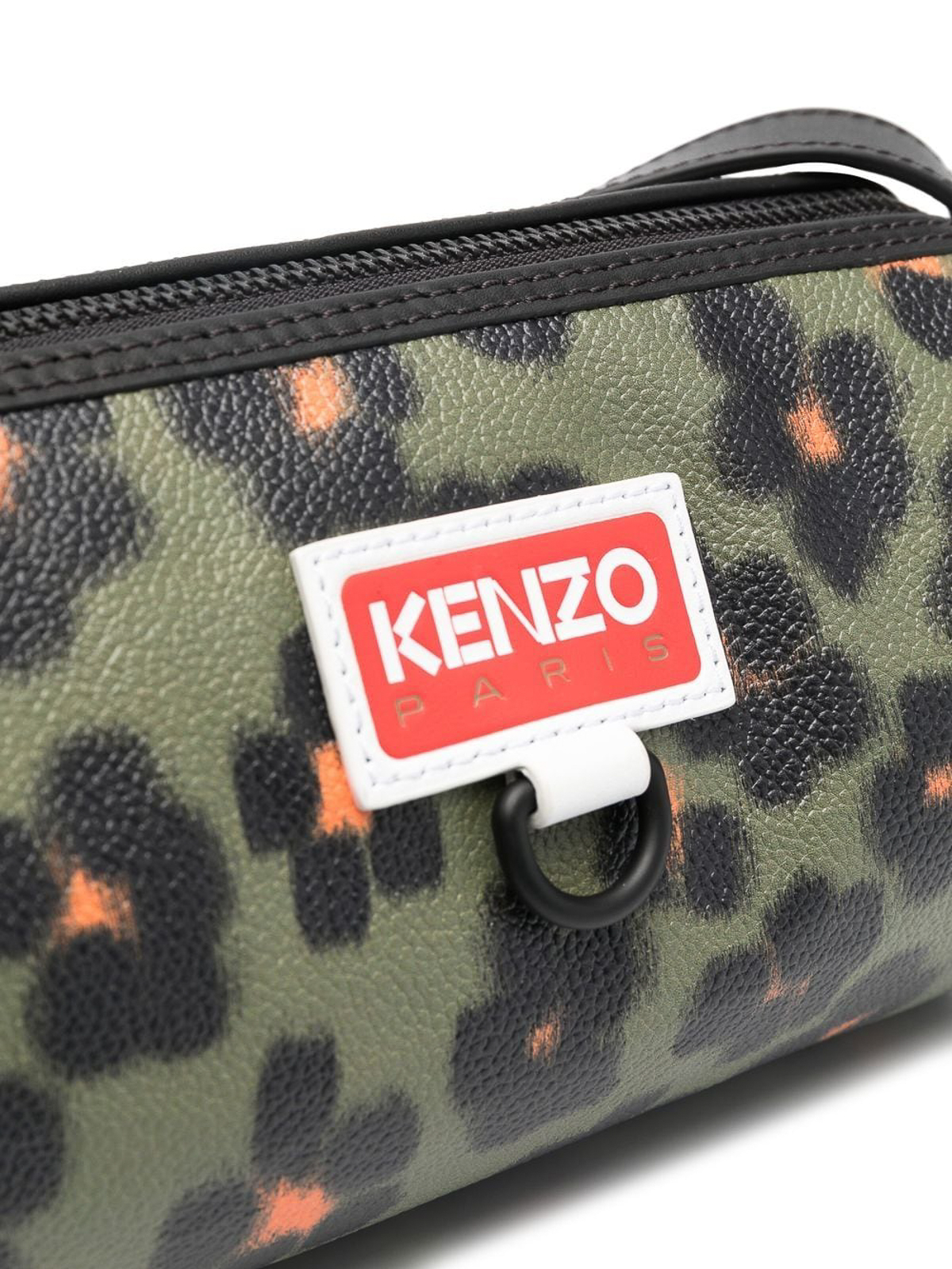 Shop Kenzo Floral Leopard-print Bag With Logo In Brown