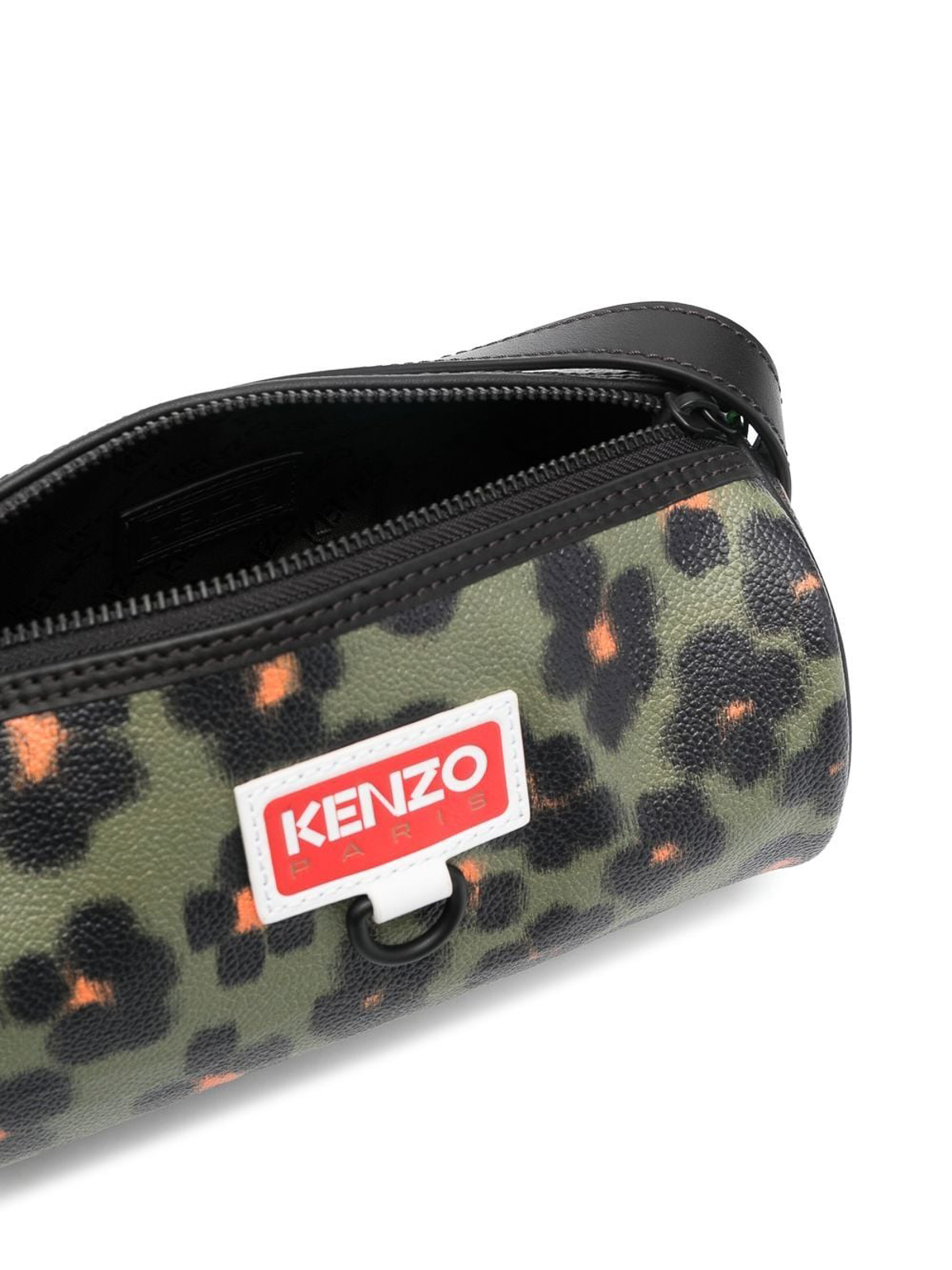 Shop Kenzo Floral Leopard-print Bag With Logo In Brown