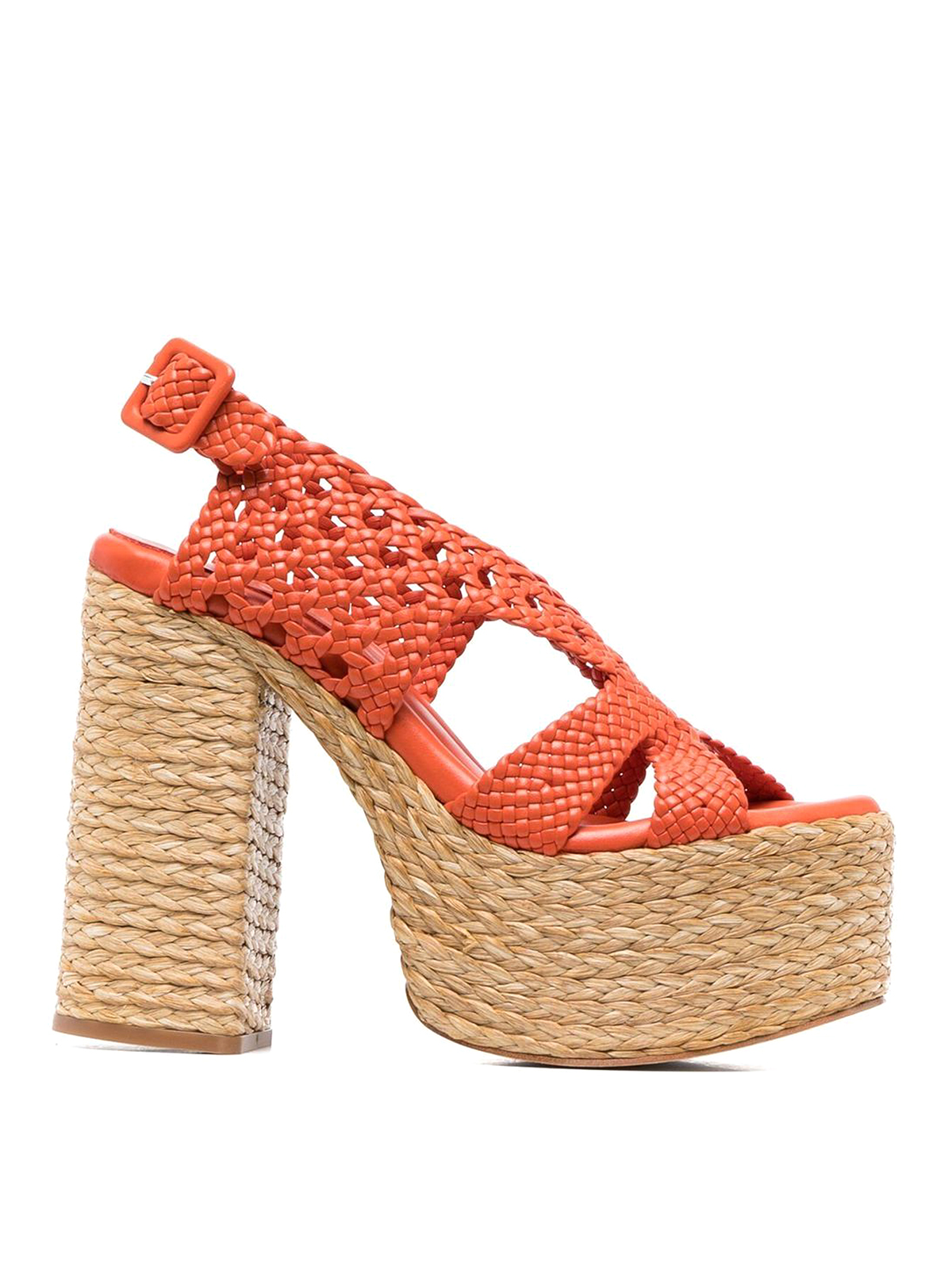 Paloma Barceló Interwovened Design Sandals With Block Heel In Orange
