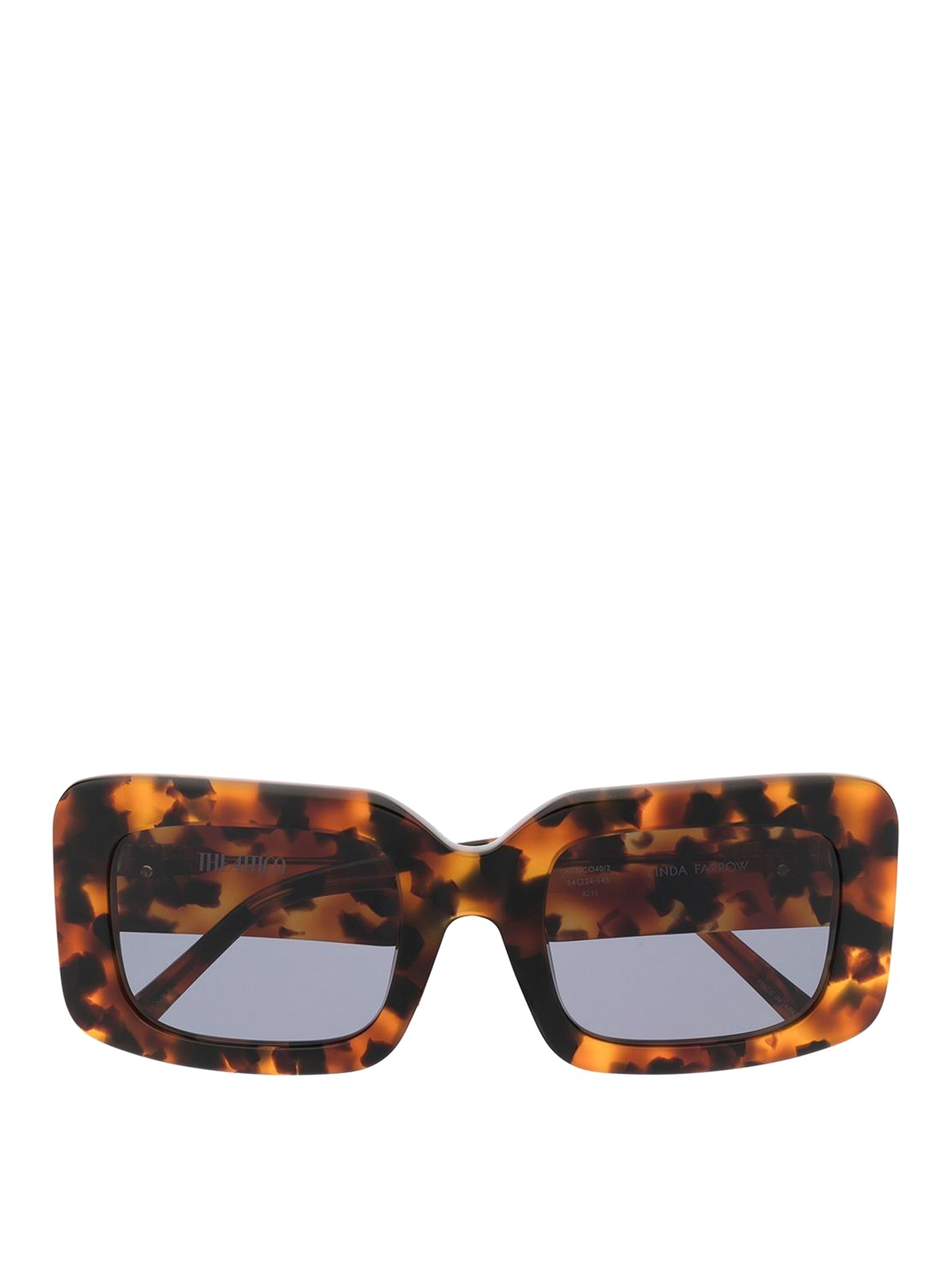 Shop Attico X Linda Sunglasses With Square-frame And Logo In Animal Print