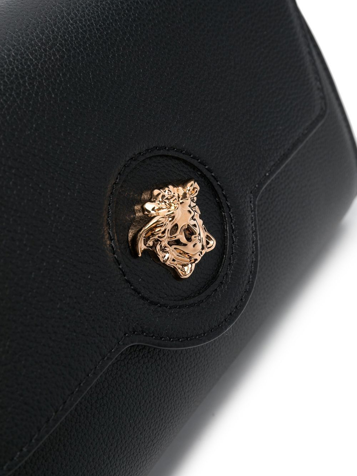 Shop Versace Medusa Leather Bag With Strap In Negro
