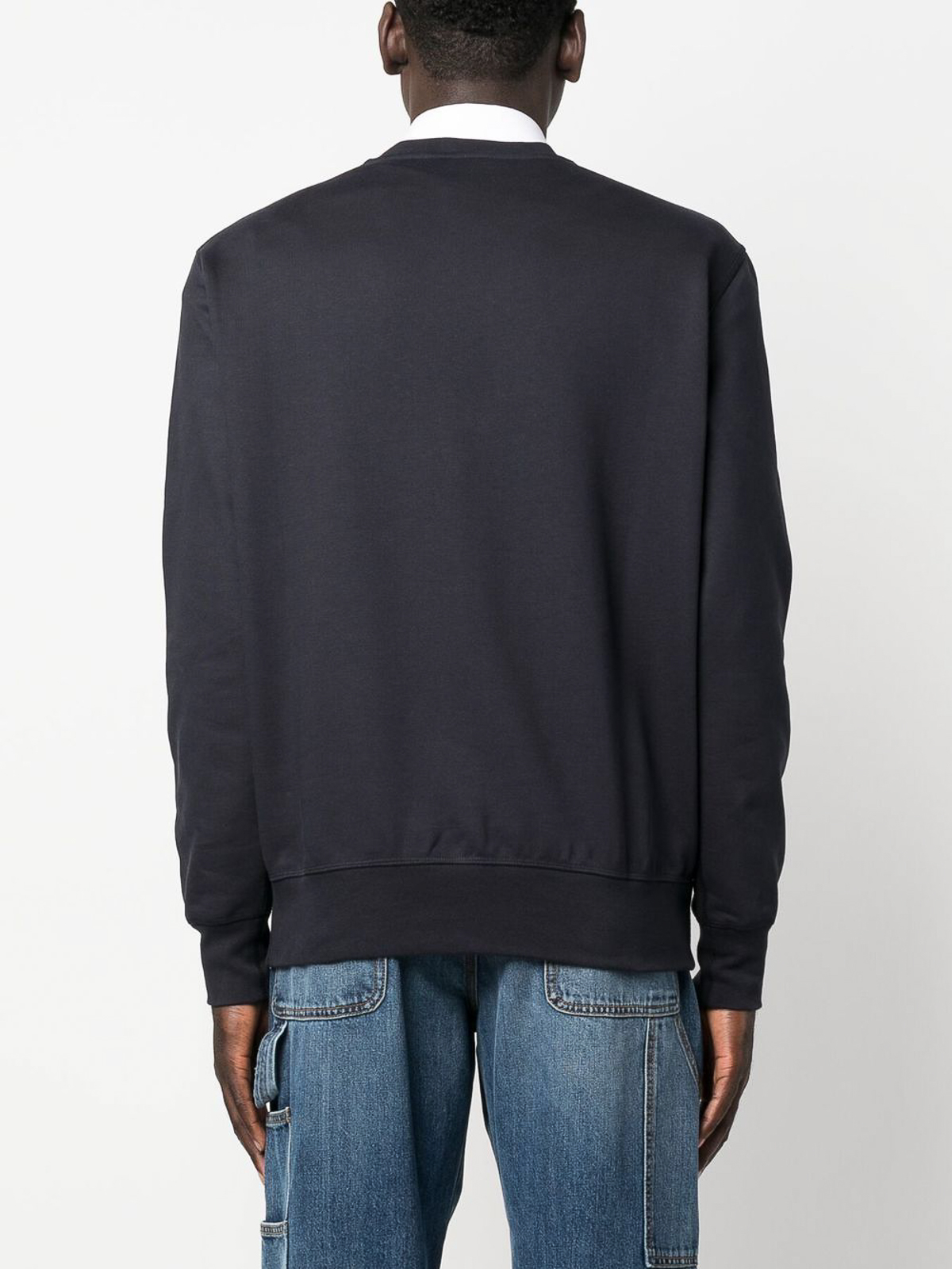 Shop Alexander Mcqueen Cotton Crewneck Sweather With Front Logo In Blue