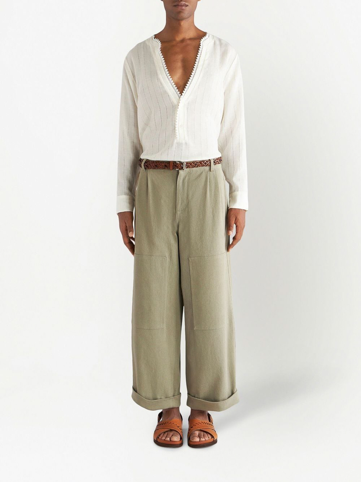Shop Etro Wide-leg Cropped Trousers In Grey