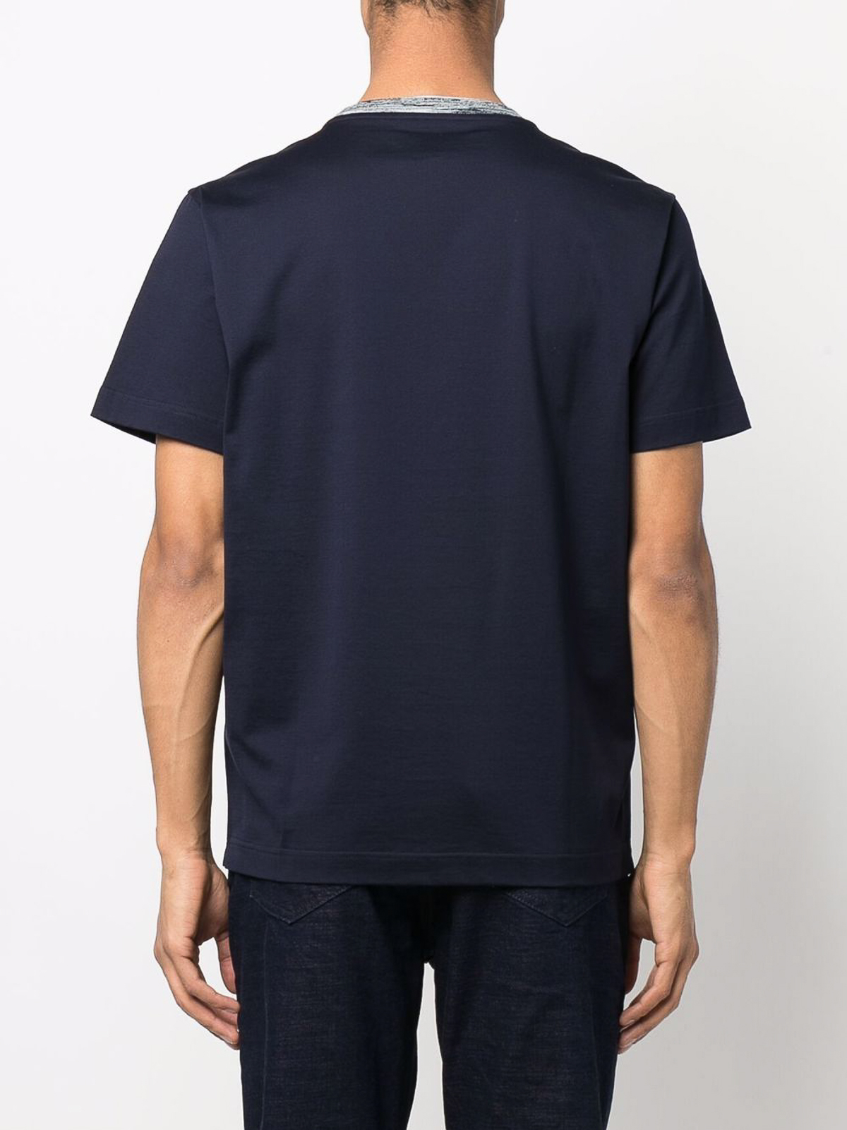 Shop Missoni Contrasting-neckline Detail T-shirt In Blue