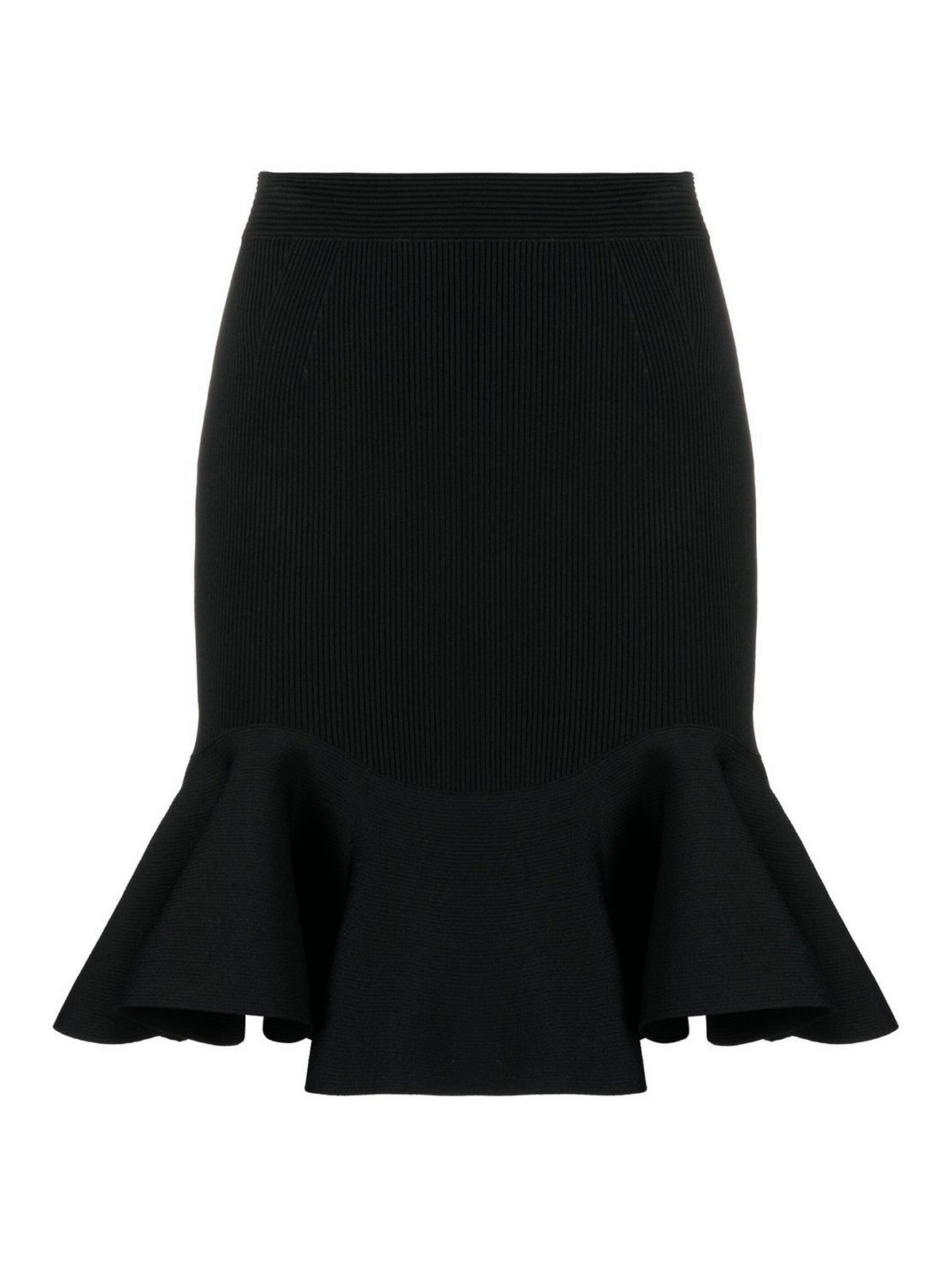Shop Alexander Mcqueen High-waisted Mini Skirt With Voulant In Negro