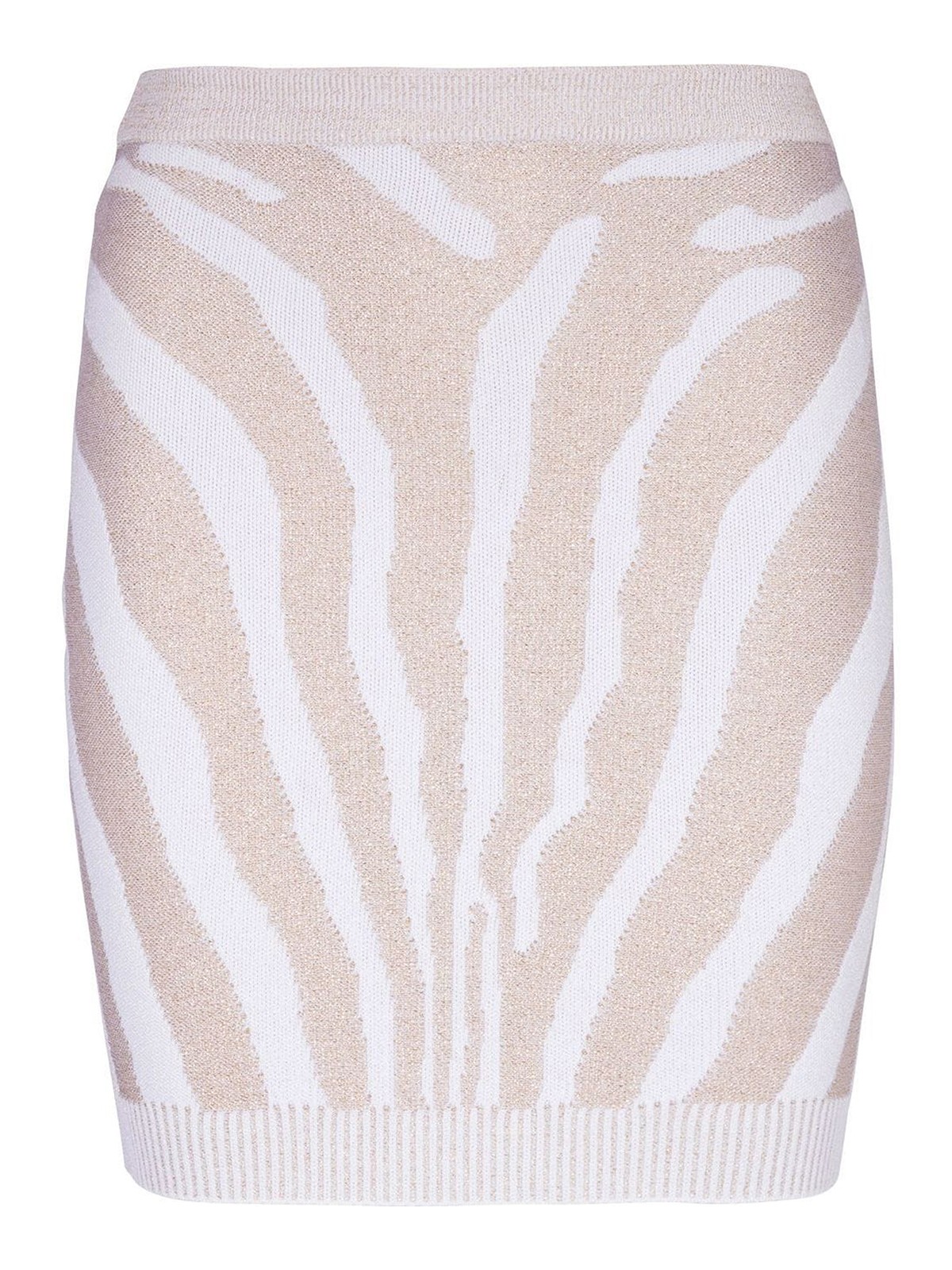 Shop Balmain Zebra-print Knitted Skirt With Zip In White