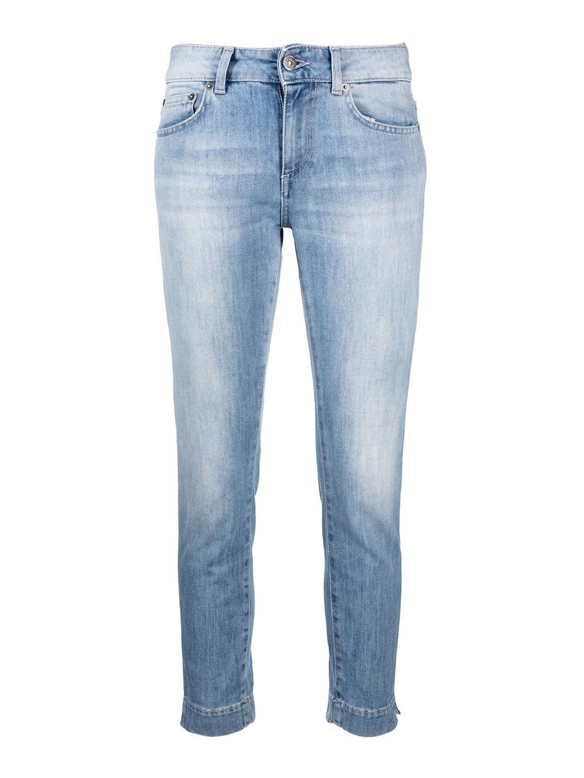 Shop Dondup Faded Slim Fitted Jeans In Blue