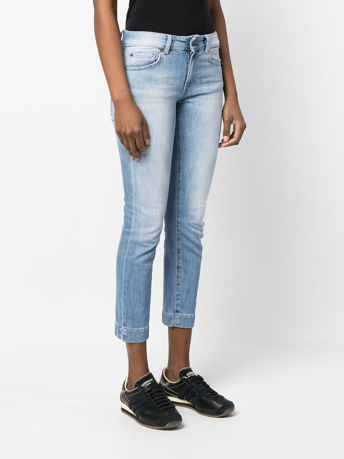 Shop Dondup Faded Slim Fitted Jeans In Blue