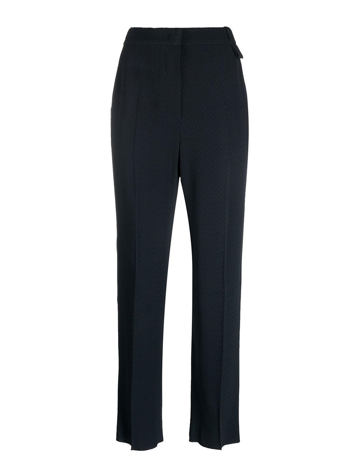 Emporio Armani Chevron Patterned Trousers With Pleats In Black