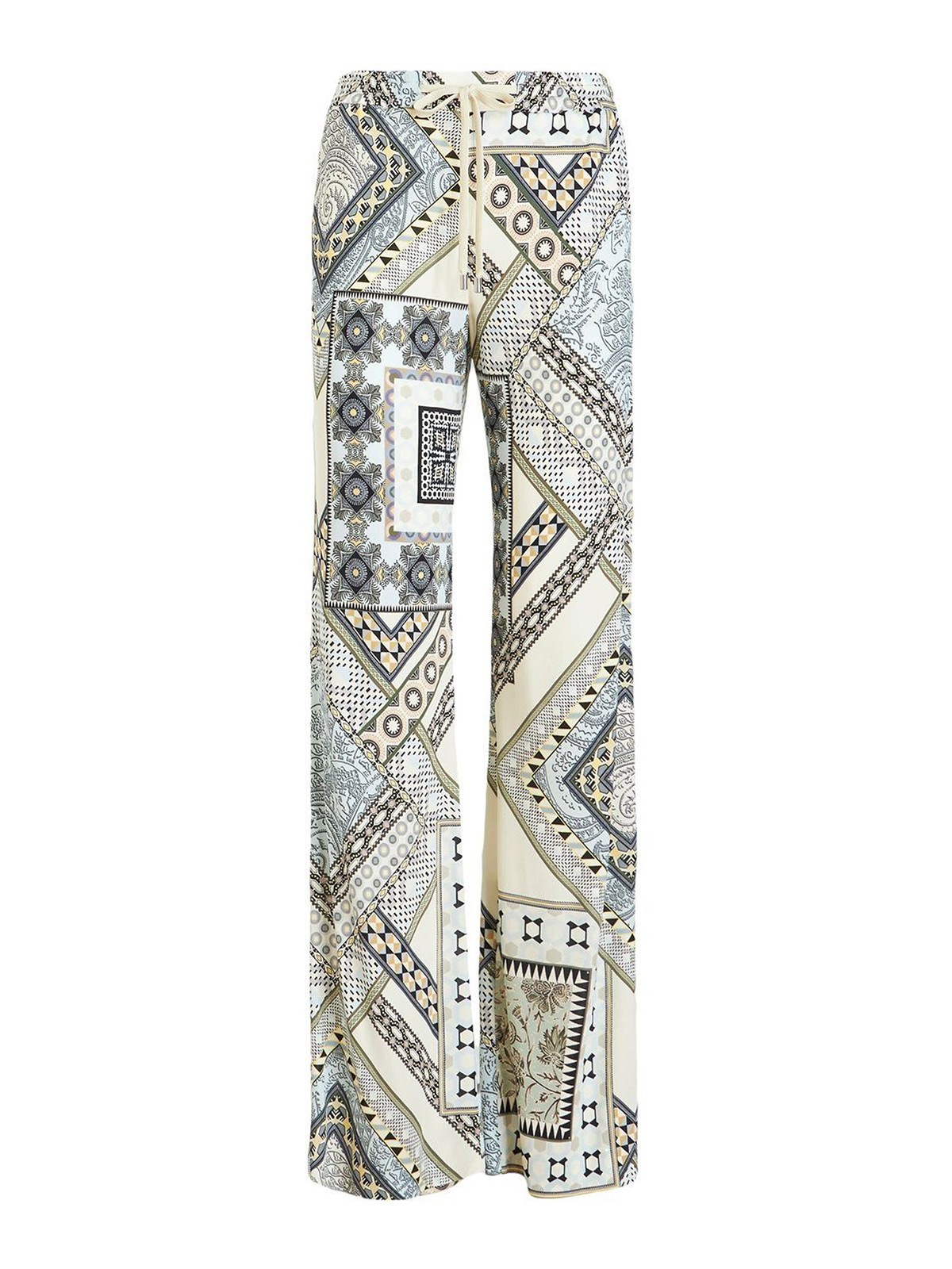 Etro Esme Patchwork Print High Waist Straight Leg Jeans In Grey