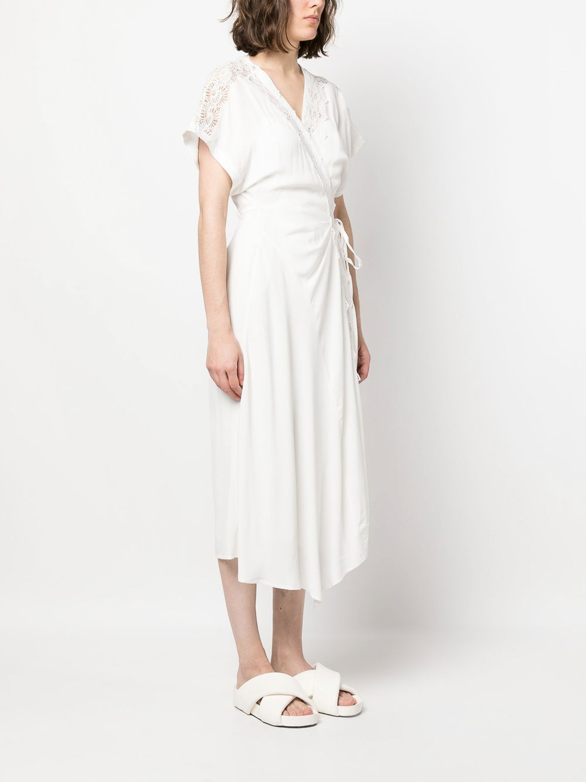 Iro Britta wrap dress with lace details - White|BRITTAWP33ECR01