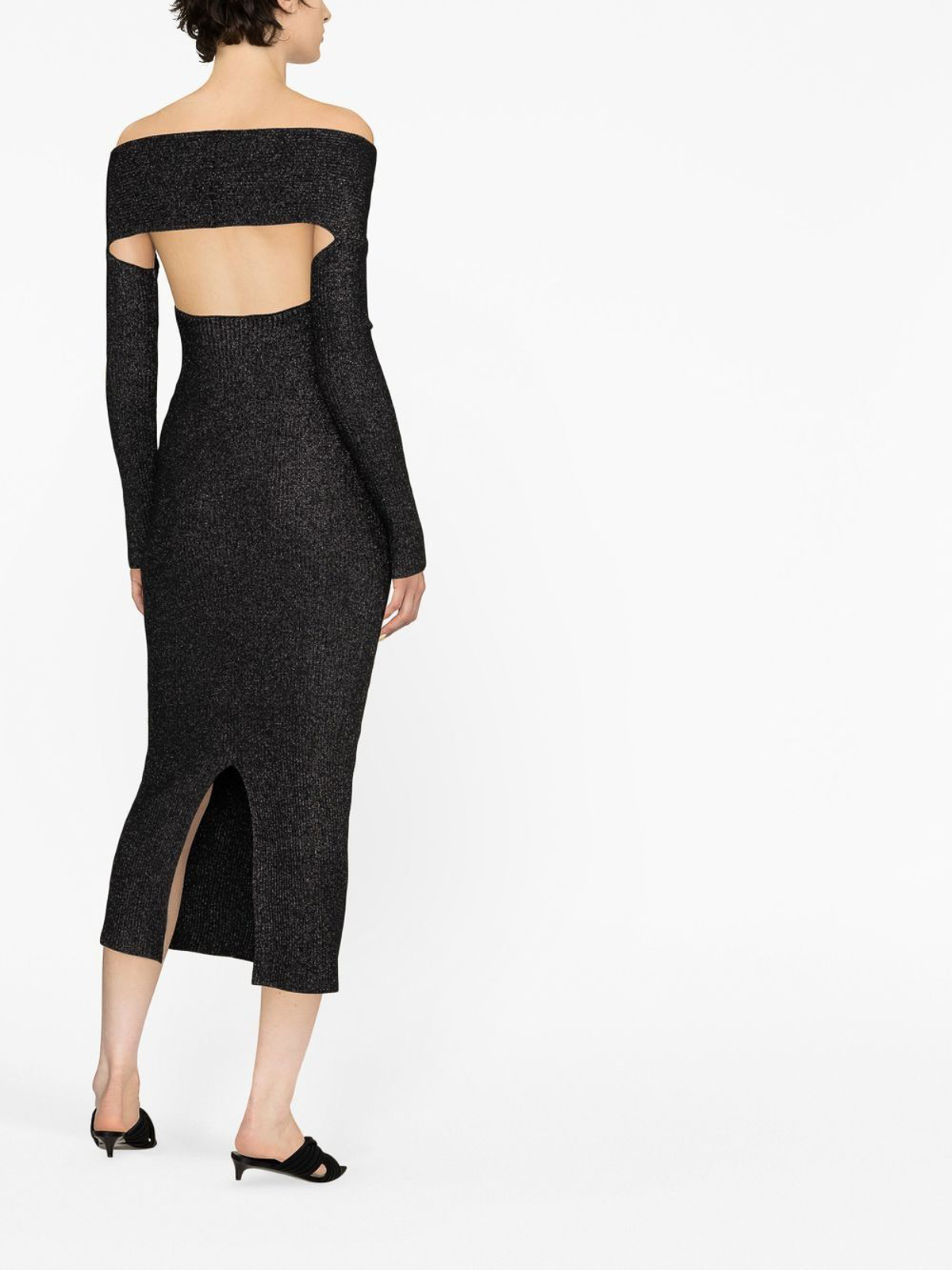khaite off the shoulder dress Marca Plisse-Trimmed Jersey Off-The-Shoulder Maxi Dress By Khaite