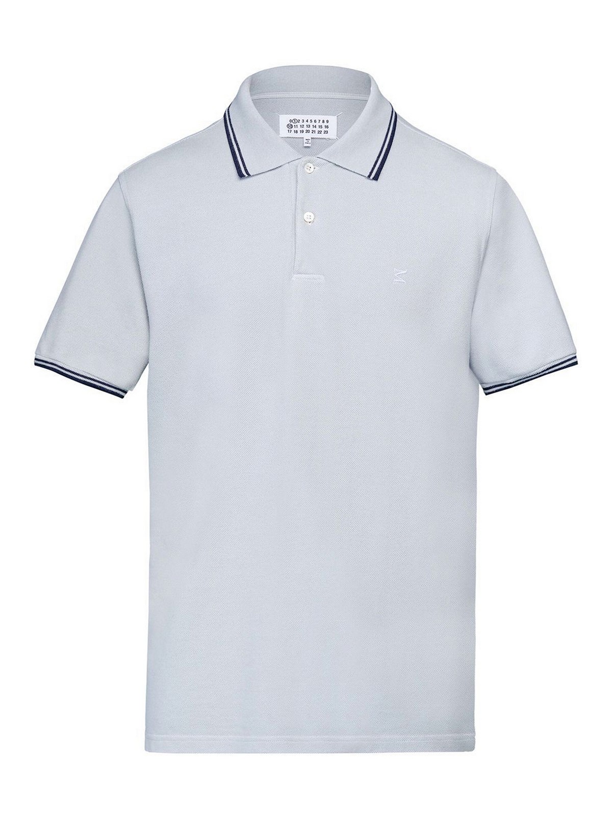 Maison Margiela Cotton Stripe-trim Polo Shirt In Azul Claro