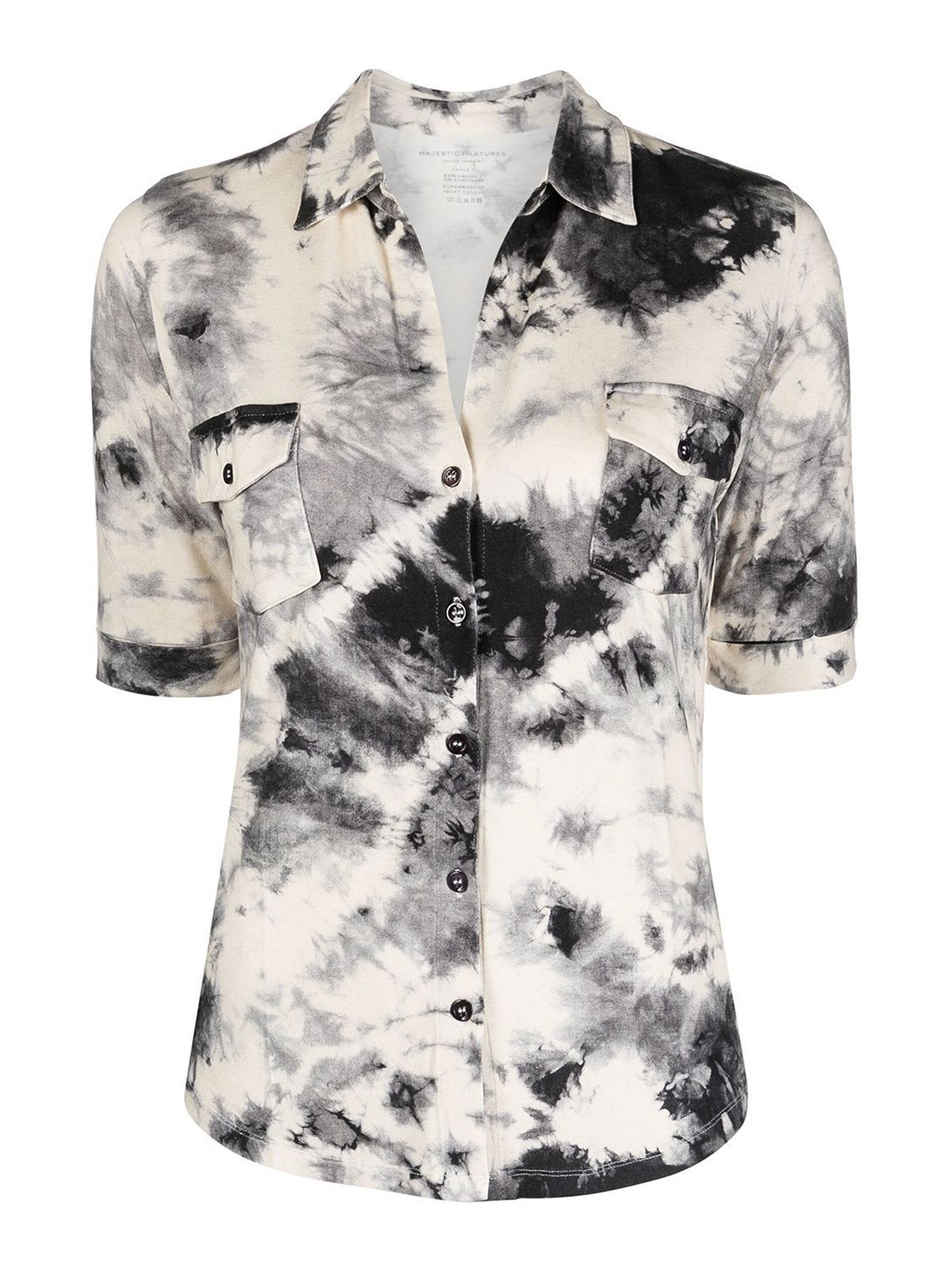 Majestic Tie Dye-print Shirt With Classic Collar In Black