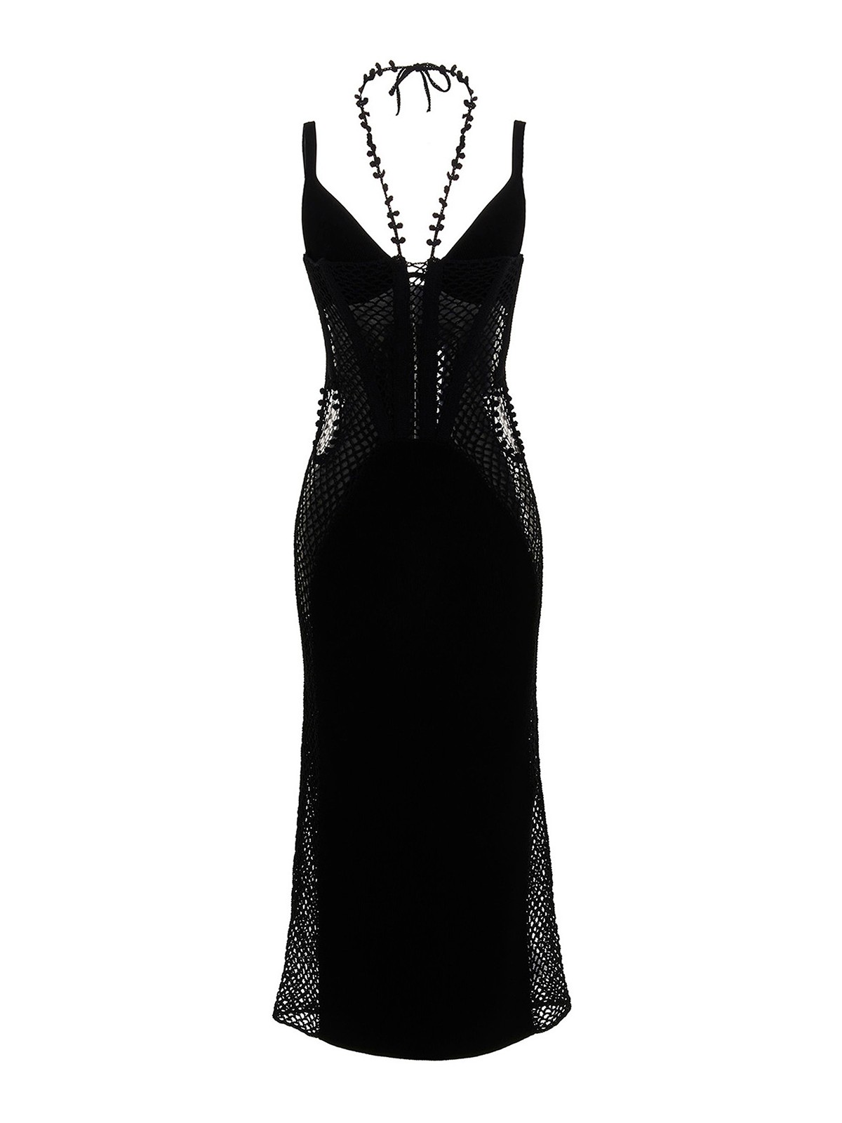 Dion Lee Asymmetric Crochet Dress In Negro