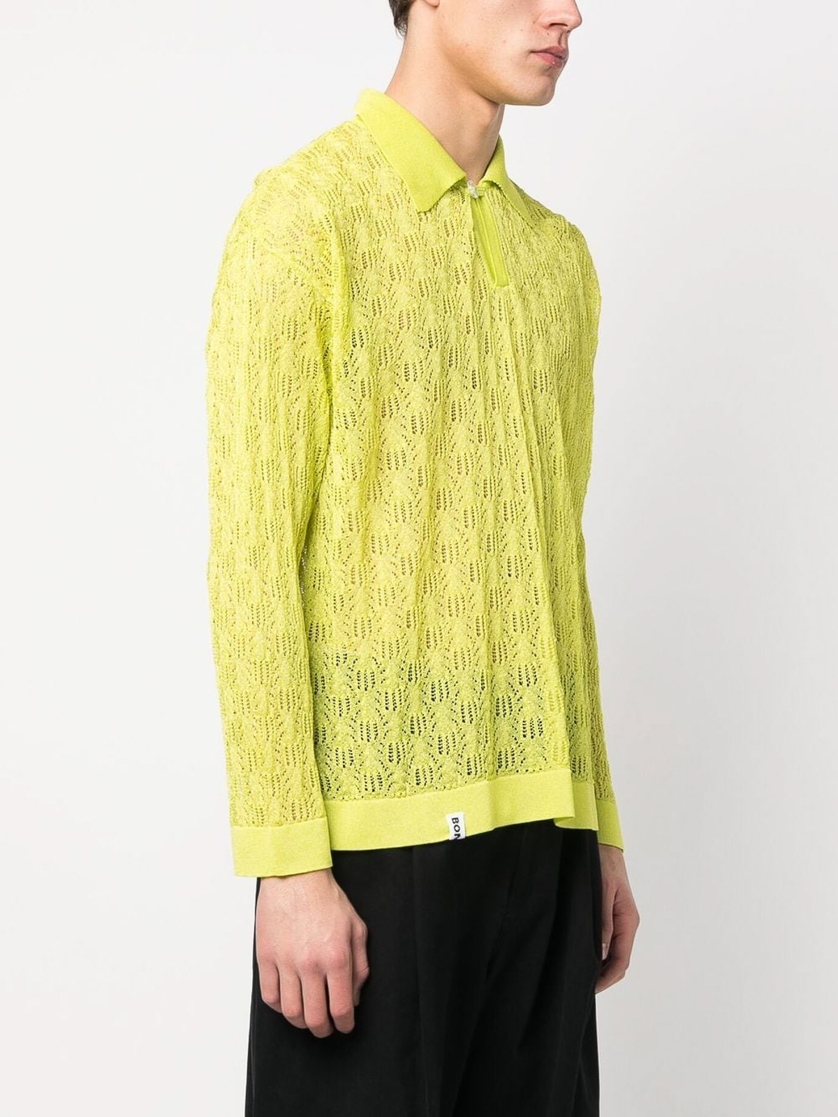 Shop Charles Jeffrey Loverboy Knitted Sheer Polo In Green